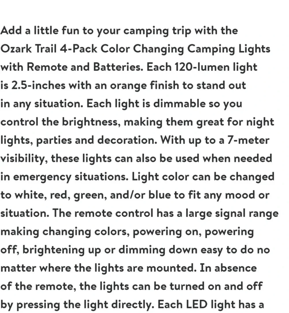 Ozark Trail LED Remote Control Camping Lights 4 Pack Lights NWT